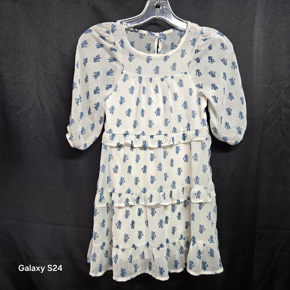 Floral Blue and White Kids Dress